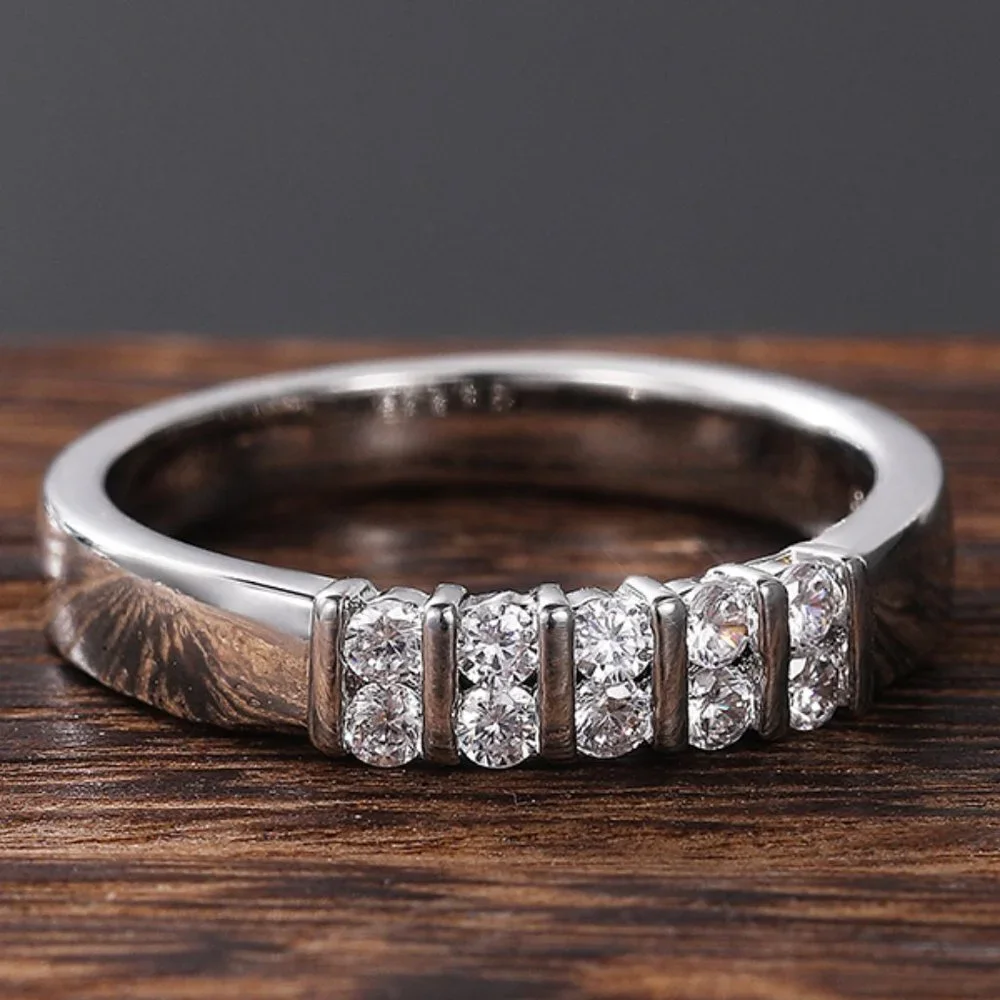 😍Double Row Big Round CZ Dainty Casual Fashion Eternity Rings for Women, L049